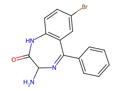 3-Amino-7-bromo-5-phenyl-1,3-dihydro-benzo[E][1,4]diazepin-2-one structure
