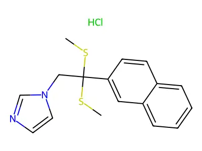1H-Imidazole, 1-(2,2-bis(methylthio)-2-(2-naphthalenyl)ethyl)-, monohydrochloride structure