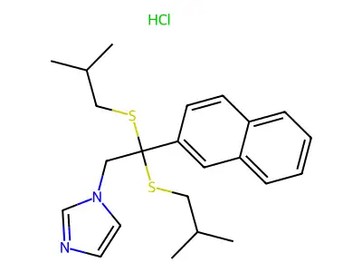 1H-Imidazole, 1-(2,2-bis((2-methylpropyl)thio)-2-(2-naphthalenyl)ethyl)-, monohydrochloride structure