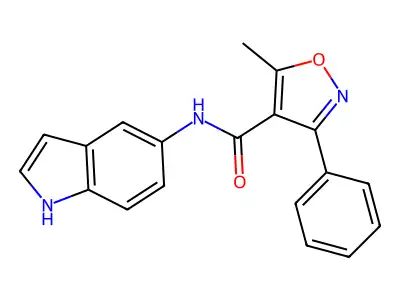 N-(1H-indol-5-yl)-5-methyl-3-phenyl-1,2-oxazole-4-carboxamide structure