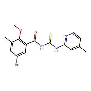 5-bromo-2-methoxy-3-methyl-N-[(4-methylpyridin-2-yl)carbamothioyl]benzamide structure