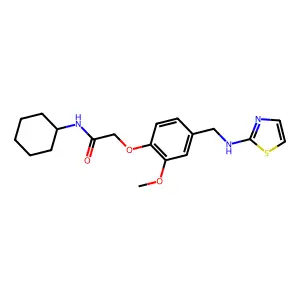 N-cyclohexyl-2-[2-methoxy-4-[(1,3-thiazol-2-ylamino)methyl]phenoxy]acetamide structure