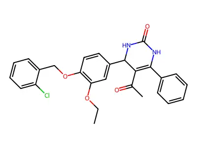 5-acetyl-4-[4-[(2-chlorophenyl)methoxy]-3-ethoxyphenyl]-6-phenyl-3,4-dihydro-1H-pyrimidin-2-one structure
