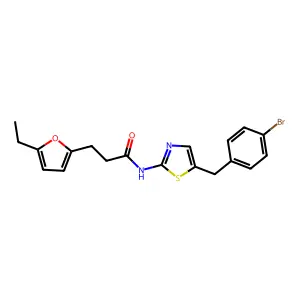 N-(5-(4-bromobenzyl)thiazol-2-yl)-3-(5-ethylfuran-2-yl)propanamide structure