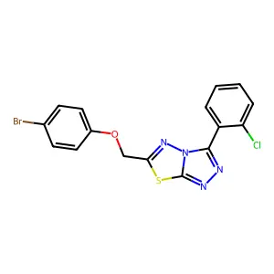 6-[(4-bromophenoxy)methyl]-3-(2-chlorophenyl)-[1,2,4]triazolo[3,4-b][1,3,4]thiadiazole structure