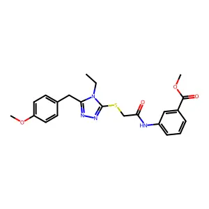 methyl 3-[({[4-ethyl-5-(4-methoxybenzyl)-4H-1,2,4-triazol-3-yl]sulfanyl}acetyl)amino]benzoate structure