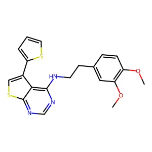 N-[2-(3,4-dimethoxyphenyl)ethyl]-5-(thiophen-2-yl)thieno[2,3-d]pyrimidin-4-amine structure