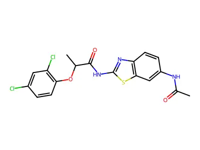 N-(6-acetamido-1,3-benzothiazol-2-yl)-2-(2,4-dichlorophenoxy)propanamide structure