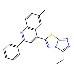 3-ethyl-6-(6-methyl-2-phenylquinolin-4-yl)-[1,2,4]triazolo[3,4-b][1,3,4]thiadiazole structure