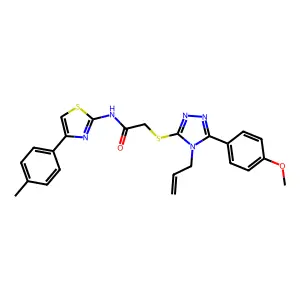 2-[[5-(4-methoxyphenyl)-4-prop-2-enyl-1,2,4-triazol-3-yl]sulfanyl]-N-[4-(4-methylphenyl)-1,3-thiazol-2-yl]acetamide structure