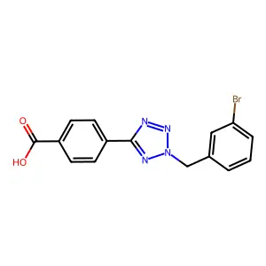 4-[2-[(3-Bromophenyl)methyl]tetrazol-5-yl]benzoic acid structure