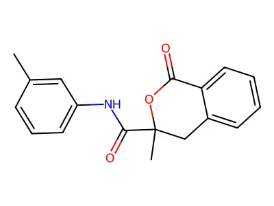 3-methyl-N-(3-methylphenyl)-1-oxo-4H-isochromene-3-carboxamide structure