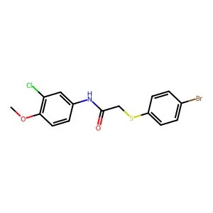 2-(4-bromophenyl)sulfanyl-N-(3-chloro-4-methoxyphenyl)acetamide structure