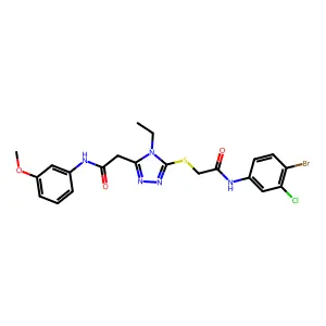 2-[5-({2-[(4-bromo-3-chlorophenyl)amino]-2-oxoethyl}sulfanyl)-4-ethyl-4H-1,2,4-triazol-3-yl]-N-(3-methoxyphenyl)acetamide structure