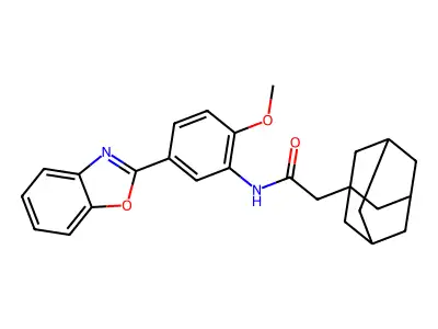 2-(1-adamantyl)-N-[5-(1,3-benzoxazol-2-yl)-2-methoxyphenyl]acetamide structure