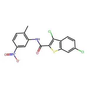 3,6-dichloro-N-(2-methyl-5-nitrophenyl)-1-benzothiophene-2-carboxamide structure