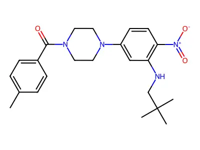 [4-[3-(2,2-dimethylpropylamino)-4-nitrophenyl]piperazin-1-yl]-(4-methylphenyl)methanone structure