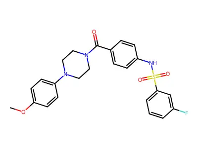 3-fluoro-N-[4-[[4-(4-methoxyphenyl)-1-piperazinyl]-oxomethyl]phenyl]benzenesulfonamide structure