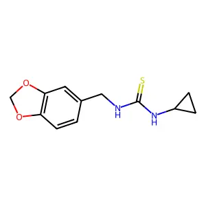 N-(1,3-benzodioxol-5-ylmethyl)-N'-cyclopropylthiourea structure