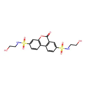 N3,N8-bis(2-hydroxyethyl)-6-oxo-6H-benzo[c]chromene-3,8-disulfonamide structure