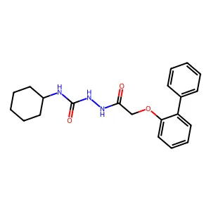 2-[(2-biphenylyloxy)acetyl]-N-cyclohexylhydrazinecarboxamide structure