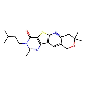 3-isopentyl-2,8,8-trimethyl-7,8-dihydro-3H-pyrano[3'',4'':5',6']pyrido[3',2':4,5]thieno[3,2-d]pyrimidin-4(10H)-one structure
