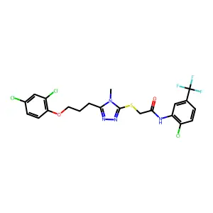 N-[2-chloro-5-(trifluoromethyl)phenyl]-2-({5-[3-(2,4-dichlorophenoxy)propyl]-4-methyl-4H-1,2,4-triazol-3-yl}sulfanyl)acetamide structure