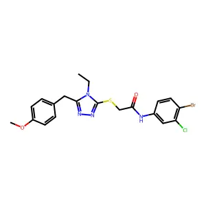 N-(4-bromo-3-chlorophenyl)-2-[[4-ethyl-5-[(4-methoxyphenyl)methyl]-1,2,4-triazol-3-yl]sulfanyl]acetamide structure