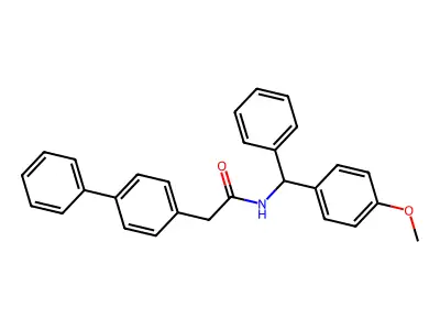 N-[(4-methoxyphenyl)-phenylmethyl]-2-(4-phenylphenyl)acetamide structure