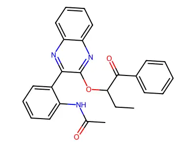 N-{2-[3-(1-benzoylpropoxy)-2-quinoxalinyl]phenyl}acetamide structure