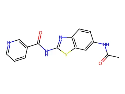 N-(6-acetamido-1,3-benzothiazol-2-yl)pyridine-3-carboxamide structure