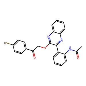 N-(2-{3-[2-(4-bromophenyl)-2-oxoethoxy]-2-quinoxalinyl}phenyl)acetamide structure