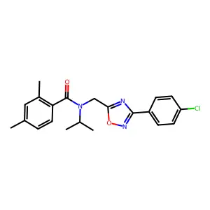 N-[[3-(4-chlorophenyl)-1,2,4-oxadiazol-5-yl]methyl]-2,4-dimethyl-N-propan-2-ylbenzamide structure