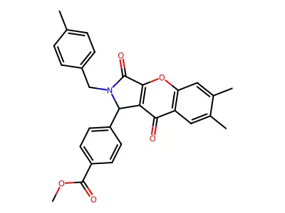 methyl 4-(6,7-dimethyl-2-(4-methylbenzyl)-3,9-dioxo-1,2,3,9-tetrahydrochromeno[2,3-c]pyrrol-1-yl)benzoate structure