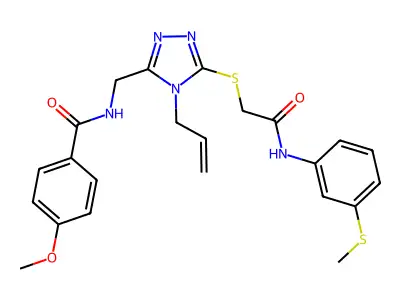 4-methoxy-N-({5-[(2-{[3-(methylsulfanyl)phenyl]amino}-2-oxoethyl)sulfanyl]-4-(prop-2-en-1-yl)-4H-1,2,4-triazol-3-yl}methyl)benzamide structure