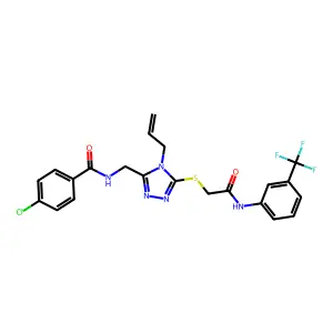 4-chloro-N-({5-[(2-oxo-2-{[3-(trifluoromethyl)phenyl]amino}ethyl)sulfanyl]-4-(prop-2-en-1-yl)-4H-1,2,4-triazol-3-yl}methyl)benzamide structure