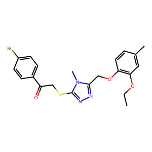 1-(4-bromophenyl)-2-({5-[(2-ethoxy-4-methylphenoxy)methyl]-4-methyl-4H-1,2,4-triazol-3-yl}sulfanyl)ethanone structure