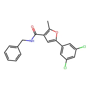 N-benzyl-5-(3,5-dichlorophenyl)-2-methylfuran-3-carboxamide structure