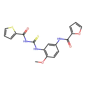 N-[4-methoxy-3-(thiophene-2-carbonylcarbamothioylamino)phenyl]furan-2-carboxamide structure