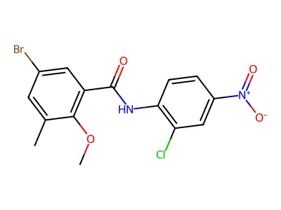 5-bromo-N-(2-chloro-4-nitrophenyl)-2-methoxy-3-methylbenzamide structure