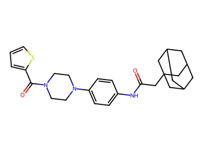 2-(1-adamantyl)-N-[4-[4-(thiophene-2-carbonyl)piperazin-1-yl]phenyl]acetamide structure