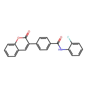 N-(2-fluorophenyl)-4-(2-oxochromen-3-yl)benzamide structure