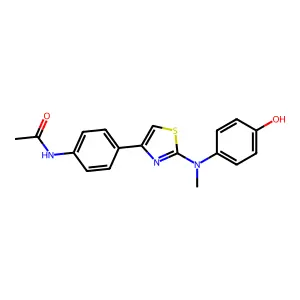 N-[4-[2-(4-hydroxy-N-methylanilino)-1,3-thiazol-4-yl]phenyl]acetamide structure