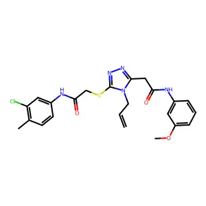 2-[5-({2-[(3-chloro-4-methylphenyl)amino]-2-oxoethyl}sulfanyl)-4-(prop-2-en-1-yl)-4H-1,2,4-triazol-3-yl]-N-(3-methoxyphenyl)acetamide structure