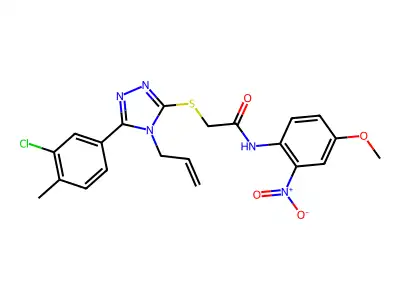 2-[[5-(3-chloro-4-methylphenyl)-4-prop-2-enyl-1,2,4-triazol-3-yl]sulfanyl]-N-(4-methoxy-2-nitrophenyl)acetamide structure