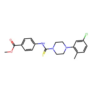 Methyl 4-({[4-(5-chloro-2-methylphenyl)piperazinyl]thioxomethyl}amino)benzoate structure