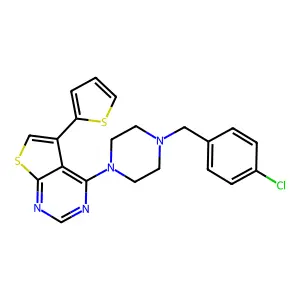 4-(4-(4-Chlorobenzyl)piperazin-1-yl)-5-(thiophen-2-yl)thieno[2,3-d]pyrimidine structure