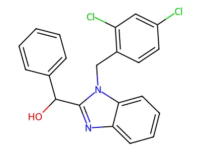 (1-(2,4-dichlorobenzyl)-1H-benzo[d]imidazol-2-yl)(phenyl)methanol structure