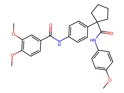 3,4-dimethoxy-N-(4-{1-[(4-methoxyphenyl)carbamoyl]cyclopentyl}phenyl)benzamide structure