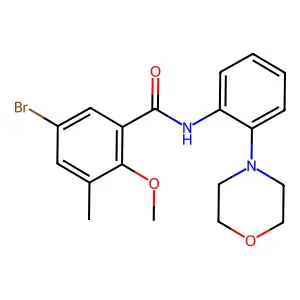 5-bromo-2-methoxy-3-methyl-N-(2-morpholin-4-ylphenyl)benzamide structure